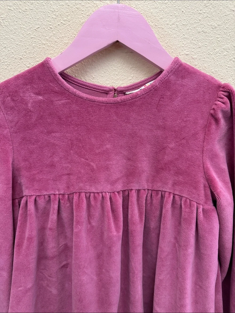 Mini Boden Girls' Velvet Long-Sleeve Tiered Dress In Pink Rose Size 7-8Y